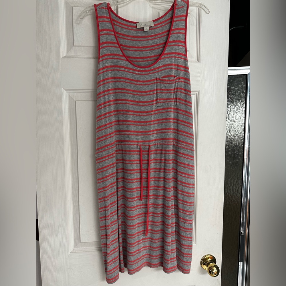 olive & oak gray and coral striped dress